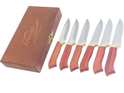 Faqueiro 6 peças Arkhip Churrita Seis 5'' Cabo Madeira Caixa
