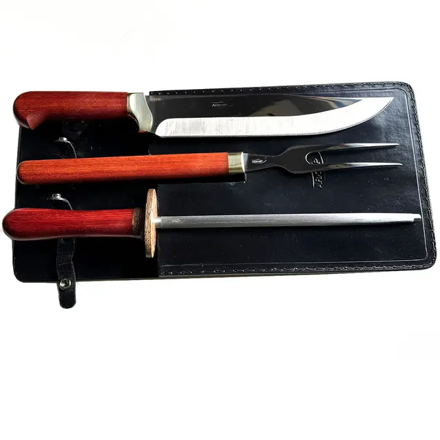 Kit Churrasco Arkhip Picanheira Grill Chaira 10'' Cabo Madeira Bainha