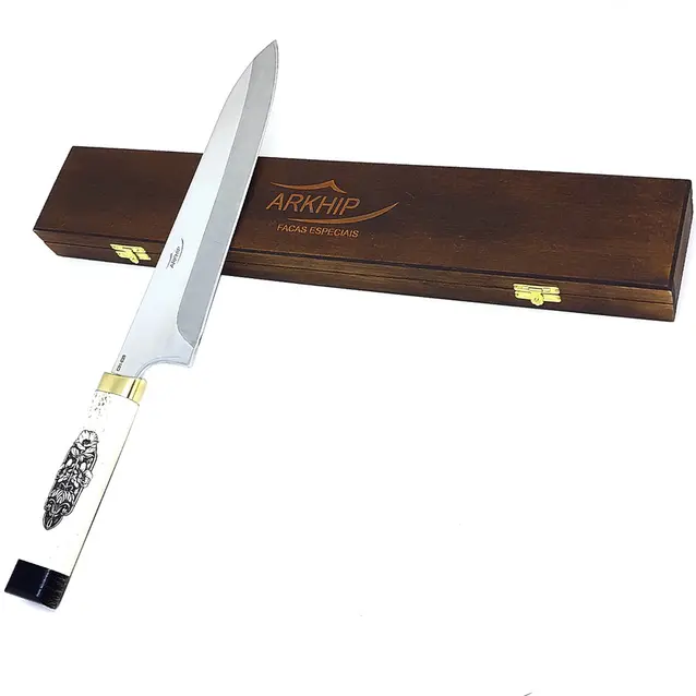 Faca Churrasco Arkhip Chef Plus 10'' Cabo Osso Flor Caixa