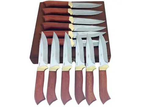 Faqueiro 12 peças Arkhip Churrita Doze 5'' Cabo Madeira Caixa