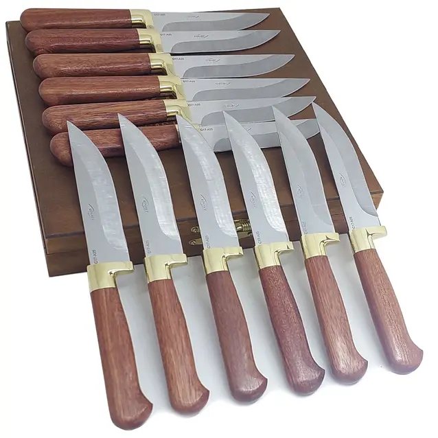 Faqueiro 12 peças Arkhip Pepitinha Doze 5'' Cabo Madeira Caixa