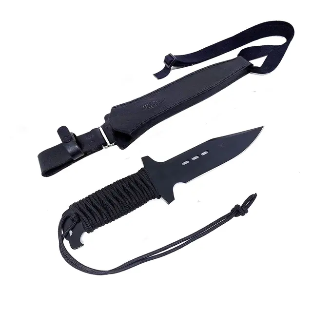 Faca Militar Arkhip Águia 7'' Preta Cabo c/ Corda Bainha