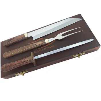 Kit Churrasco Arkhip Santoku Grill Chaira 10'' Cabo Arkwood Caixa