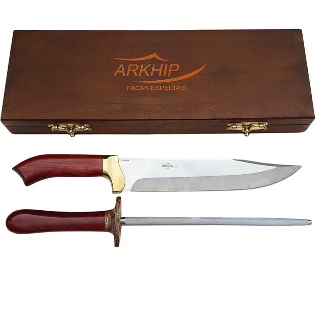 Kit Churrasco Arkhip Grãnchu Chaira 10'' Cabo Madeira Caixa