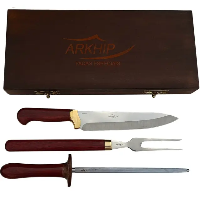 Kit Churrasco Arkhip Chef Grill Chaira 9'' Cabo Madeira Caixa