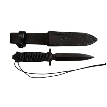 Faca Militar Arkhip Adaga 6'' Preta Cabo c/ Corda Bainha