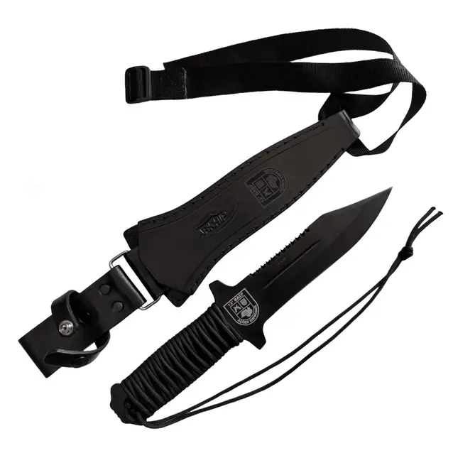 Faca Militar Arkhip 13º BAEP 7'' Preta Cabo c/ Corda Bainha