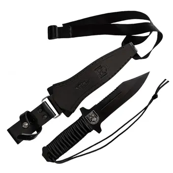 Faca Militar Arkhip 13º BAEP 7'' Preta Cabo c/ Corda Bainha
