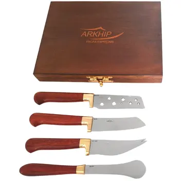Kit 4 Queijos Arkhip 5" Cabo em Madeira Nobre com Estojo de Madeira